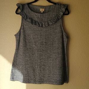 Anthropologie Ella Moss herringbone ruffle tank xl